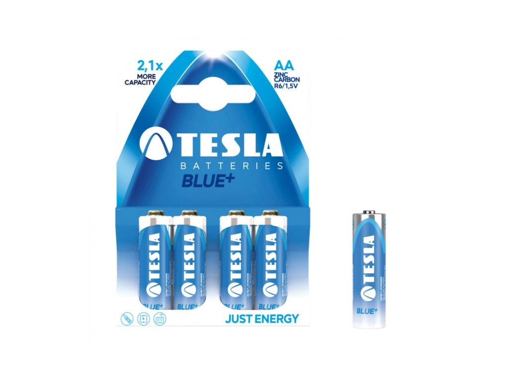 Tesla 1099137068 - BLUE+ Zinc Carbon baterie AA (R06, tužková, paper) 4 ks