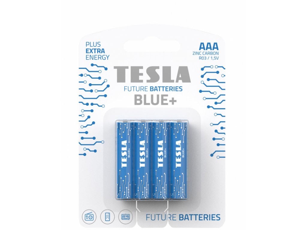 Tesla 1099137200 - BLUE+ Zinc Carbon baterie AAA (R03, mikrotužková, blister) 4 ks