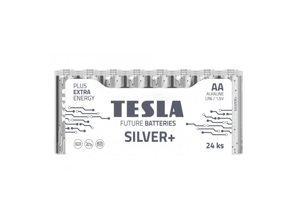 Tesla 1099137213 - SILVER+ Alkalická baterie AA (LR06, tužková, shrink) 24 ks