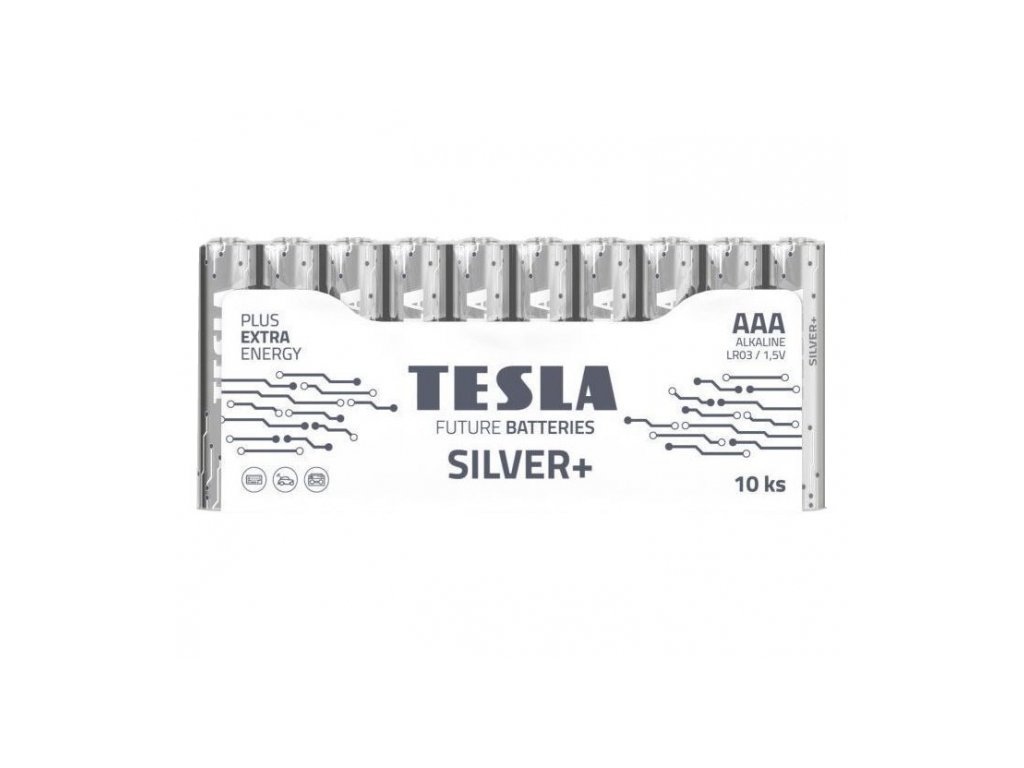 Tesla 1099137215 - SILVER+ Alkalická baterie AAA (LR03, mikrotužková, shrink) 10 ks