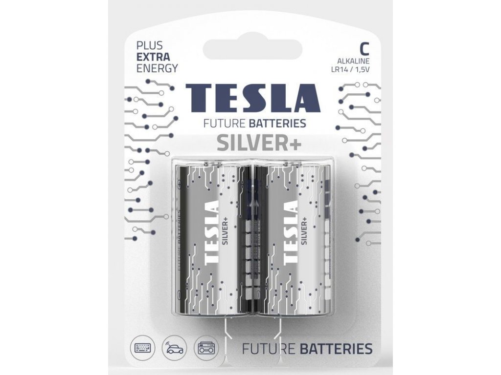 Tesla 1099137218 - SILVER+ Alkalická baterie C (LR14, malý monočlánek, blister) 2 ks