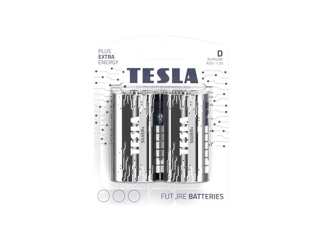 Tesla 1099137219 - SILVER+ Alkalická baterie D (LR20, velký monočlánek, blister) 2 ks