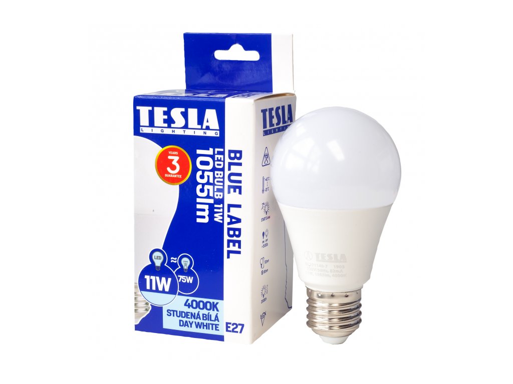 BL271140-7 Tesla LED žárovka BULB, E27, 11W, 230V, 1055lm, 4000K denní bílá, 220°, náhrada 75W