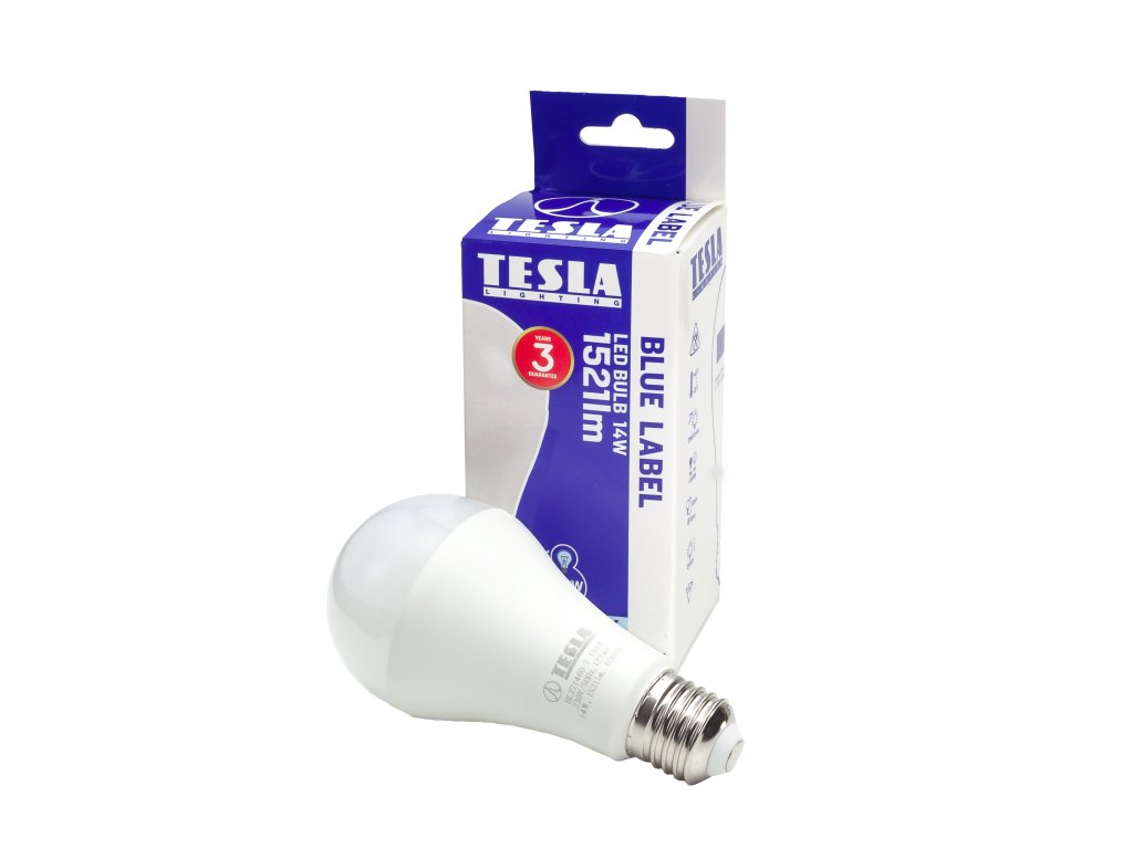 BL271460-7 Tesla  LED žárovka BULB, E27, 14W, 230V, 1521lm, 25 000h, 6500K studená bílá, náhrada 100W 220°