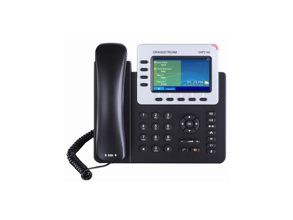 Grandstream GXP 2140 - IP telefon, barevný LCD, 4x SIP účty, 4 linky, 2x RJ45, POE, 5x prog. tl.