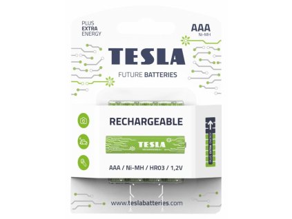 Tesla 1099137210 - RECHARGEABLE+ nabíjecí mikrotužková baterie NiMH 800 mAh (HR03, AAA, blister) 4 ks