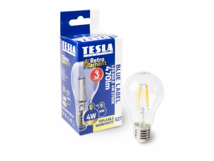 BL270427-2 Tesla LED žárovka FILAMENT RETRO BULB E27, 4W, 230V, 470lm, 2700K teplá bílá, 360°,čirá