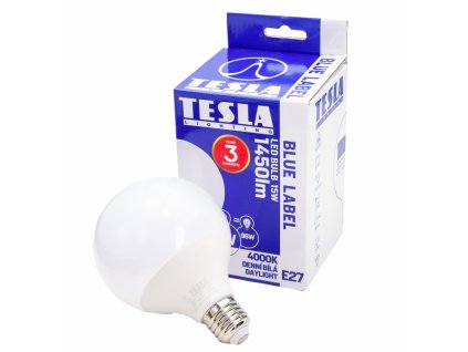 GL271540-7 Tesla LED žárovka GLOBE E27, 15W, 230V, 1450lm, 25 000 hod, 4000K denní bílá, 270° G95