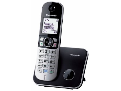 Panasonic KX-TG6811FXB černostříbrný, DECT bezdrátový telefon, displej, CLIP, montáž na stěnu