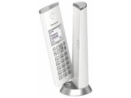 Panasonic KX-TGK210FXW Panasonic - DECT bezdrátový telefon, jedinečný nadčasový design, 3-řádk. dis., LED indikátor, bílá